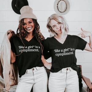 Sseko “like a girl is a compliment” Black Shirt